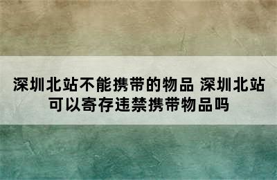 深圳北站不能携带的物品 深圳北站可以寄存违禁携带物品吗